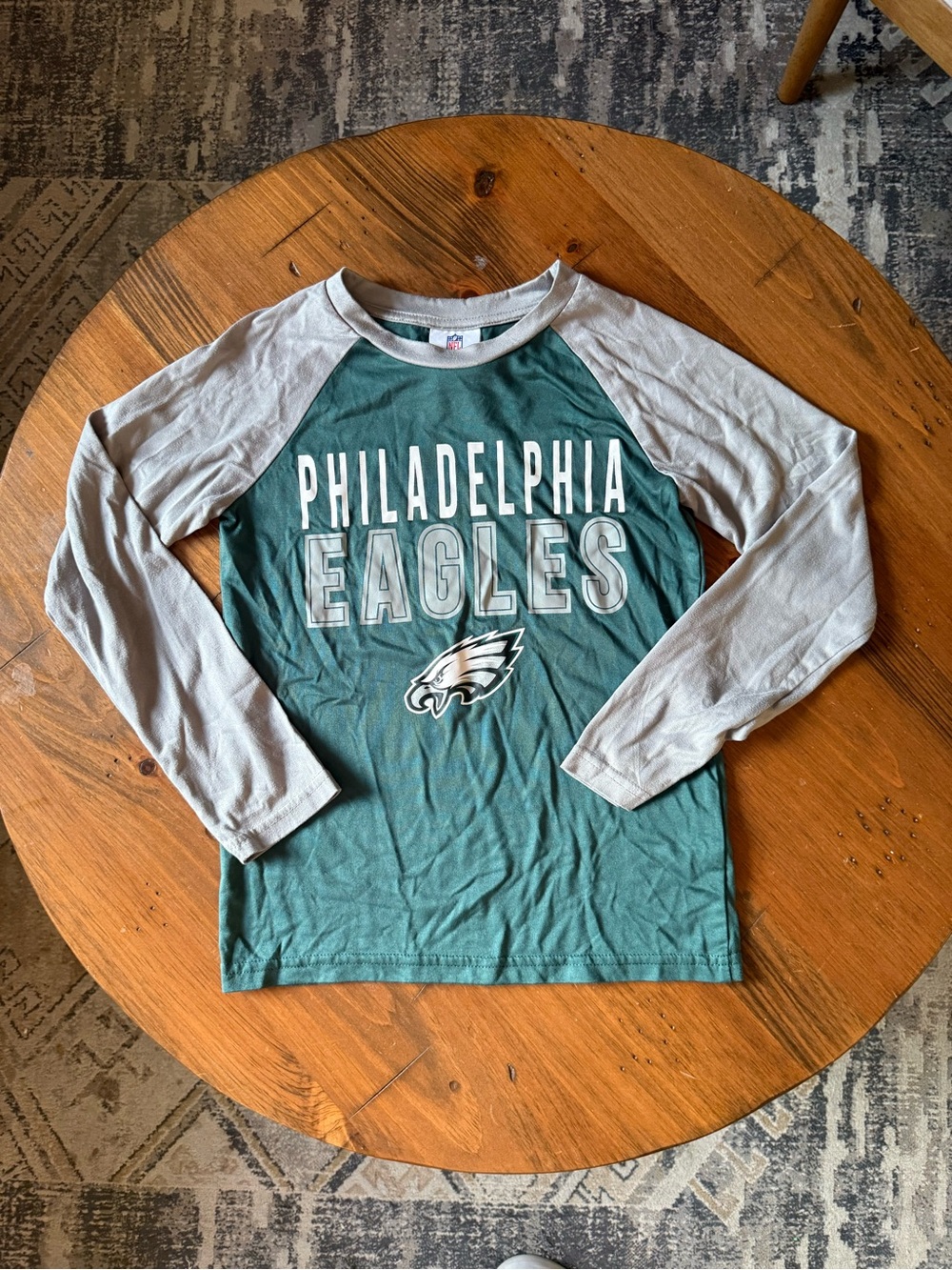 NFL Philadelphia Eagles Long Sleeve Raglan Tee - Green & Gray